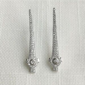 ART DECO sterling silver cz long  earrings 🆕